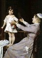 Little Girl with a Doll and Her Nurse - Christian Pram Henningsen