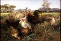 Fowls in the Stubble - George Hickin