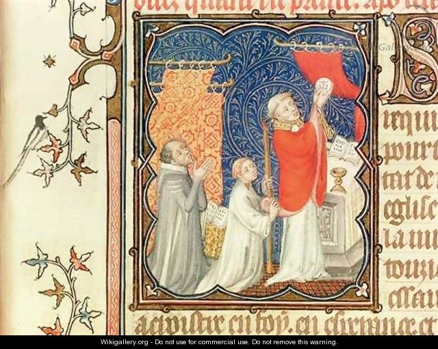 Jean de France 1340-1416 Duke of Berry Praying Before the Elevation of the Host from Les Petites Heures de Duc de Berry - Jacquemart De Hesdin
