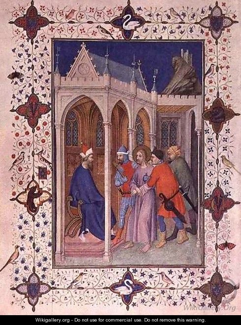 Hours of the Cross Prime Christ in front of Pilate from the Tres Riches Heures du Duc de Berry - Jacquemart De Hesdin