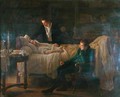 Marie Francois Xavier Bichat 1771-1802 dying surrounded by the doctors Esparon and Philibert Joseph Roux 1780-1854 - Louis Hersent