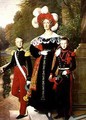 Marie Amelie of Bourbon Sicile 1782-1866 and her sons Henri of Orleans 1822-97 Duke of Aumale and Antoine 1824-90 Duke of Montpensier - Louis Hersent