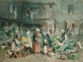 Market in the Town Square - Louis Adolphe Hervier