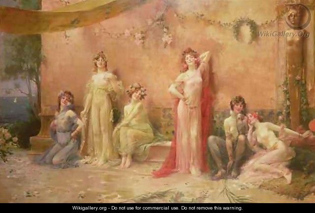 The Temptresses Before a Wall Covered with Graffiti - Felix Hippolyte-Lucas