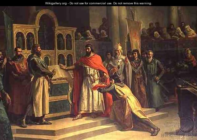 The Oath of Santa Gadea El Cid Campeador extracts an oath from Alfonso VI the King of Castille that in the Year 1072 he had no part in the murder of his brother Sancho II - Marcos Hiraldez de Acosta