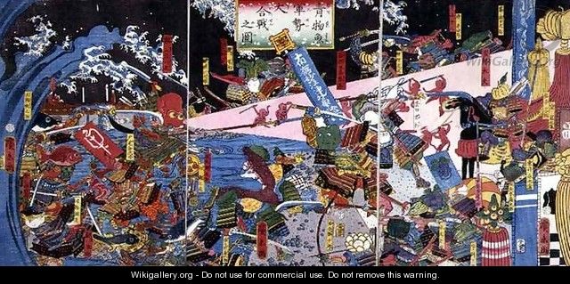 Parody of a Battle Scene depicting the battle of vegetables and fish - Hirokage