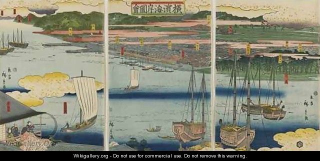 Picture of the Coast of Yokohama Edo period - Hiroshige II (Ichiusai Shigenobu)