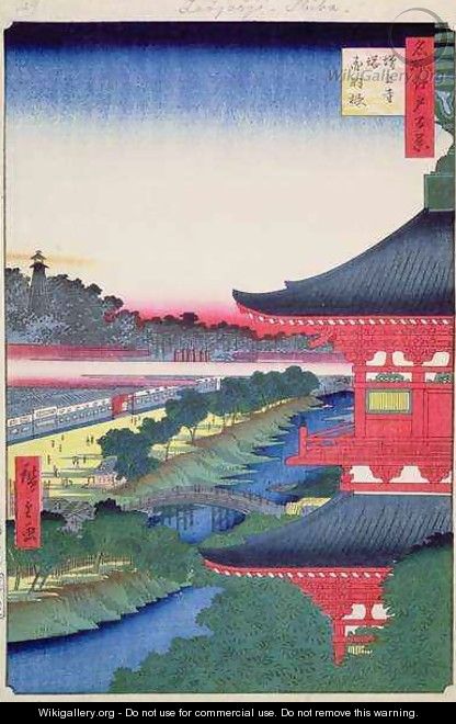 Zojoji Pagoda and Akabane from One Hundred famous Views of Edo - Utagawa or Ando Hiroshige
