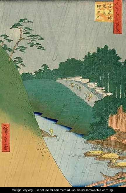Shohei Bridge and Seido Hall by the Kanda River from One hundred famous views of Edo - Utagawa or Ando Hiroshige