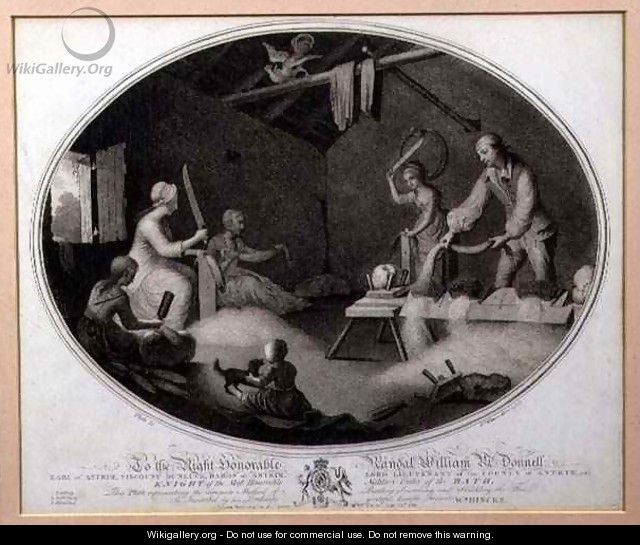 The Common Method of Beetling Scutching and Hackling the Flax plate IV of The Linen Manufactory of Ireland Plate IV - William Hincks