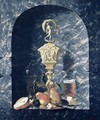 Still Life with Decorated Goblet Fruit and Glasses in a Stone Alcove - Johann Georg (also Hintz, Hainz, Heintz) Hinz