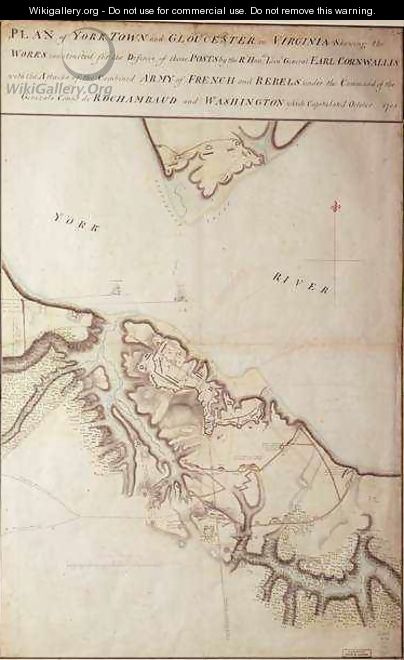 British map of the Siege of Yorktown - John Hills