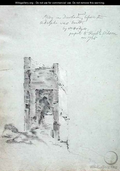 Study in Durham yard before the Adelphi was built from An Italian Sketchbook belonging to Richard Wilson - William Hodges