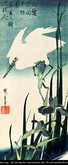 White Heron and Iris - Utagawa or Ando Hiroshige