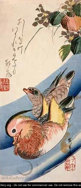 Two Mandarin Ducks - Utagawa or Ando Hiroshige