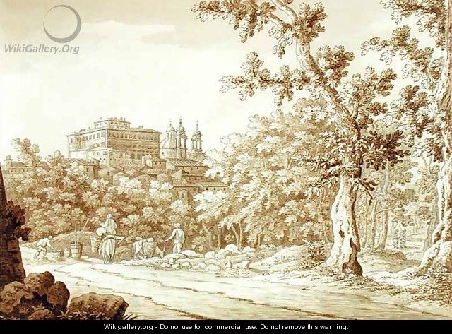 View at Valmontone from a volume of 66 views drawn from nature in the neighbourhood of Rome and Abruzzo 2 - Sir Richard Colt Hoare