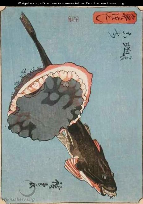 A Catfish with a Limpet from Small Fishes Series - Utagawa or Ando Hiroshige