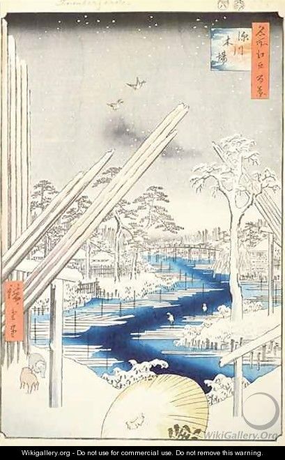 Fukagawa Lumberyards no 106 from One Hundred famous views of Edo - Utagawa or Ando Hiroshige