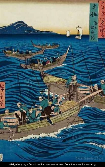Fishing for Bonito Tosa Province from Famous Places of the Sixty Provinces - Utagawa or Ando Hiroshige