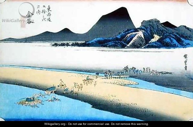 Kamaya Oigawa Embo Further Bank of the Oi River No 25 from the series 53 Stations of the Tokaido Raod - Utagawa or Ando Hiroshige