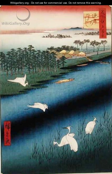 Sakasai Ferry plate 67 from the series One Hundred Famous Views of Edo Edo Period Ansei Era - Utagawa or Ando Hiroshige