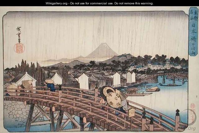 Evening Shower at Nihonbashi Bridge from Celebrated Places of the Eastern Capital - Utagawa or Ando Hiroshige