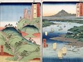 A landscape and seascape two views from the series 60 Odd Famous Views of the Provinces - Utagawa or Ando Hiroshige