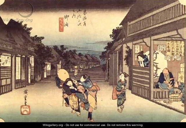 Waitresses soliciting travellers Goyu from the series 53 Stations of the Tokaido - Utagawa or Ando Hiroshige