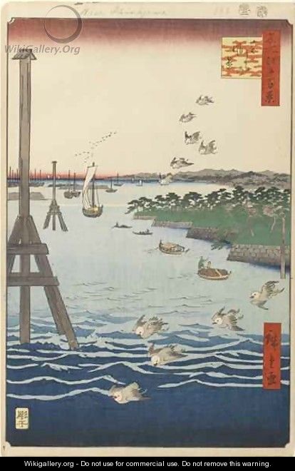 View of Shiba Coast No 108 from One Hundred Famous Views of Edo - Utagawa or Ando Hiroshige