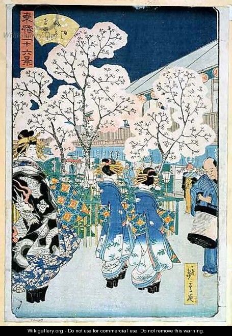 Cherry Blossom at Asakura - Utagawa or Ando Hiroshige