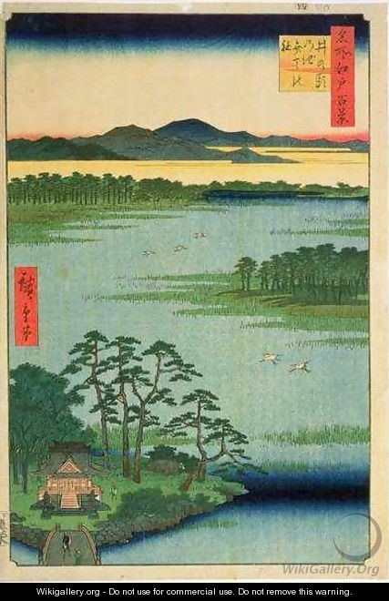 Benten Shrine Inokashia Pond from the series One Hundred Famous Views of Edo - Utagawa or Ando Hiroshige