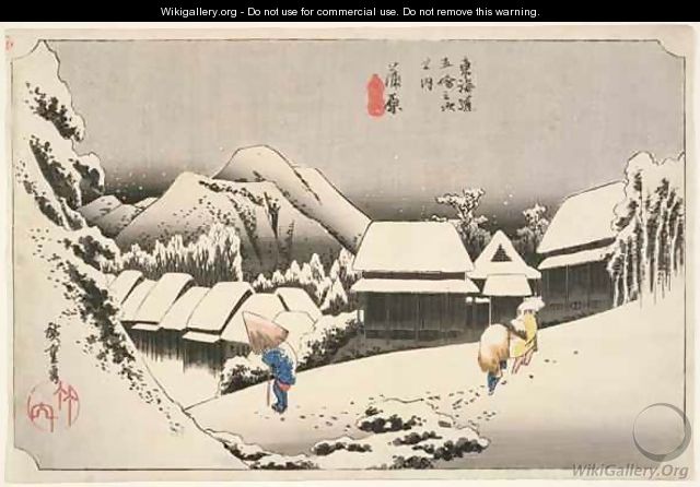 Evening Snow at Kambara No 16 from The 53 Stations of the Tokaido - Utagawa or Ando Hiroshige