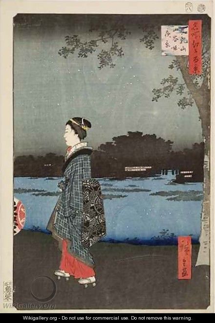 Night View of Sanya Canal and Matsuchi Hill from the series 100 Views of Famous Views of Edo - Utagawa or Ando Hiroshige