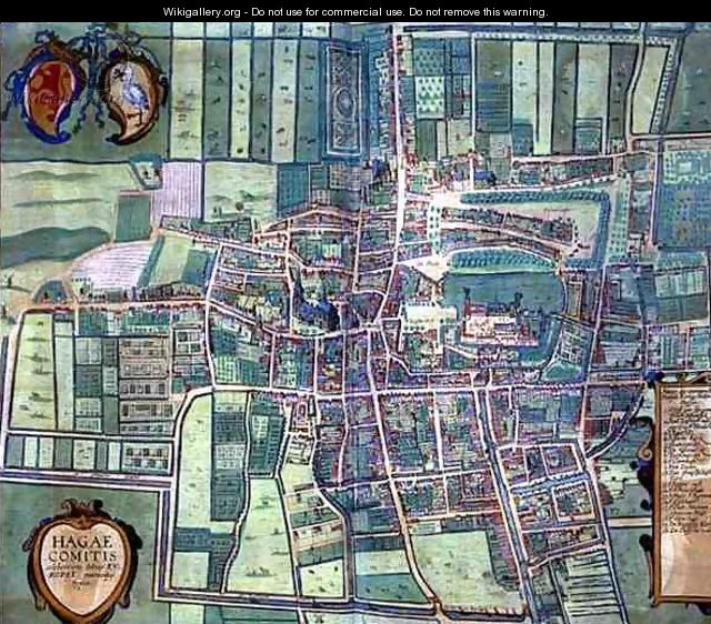 Map of the Hague from Civitates Orbis Terrarum - (after) Hoefnagel, Joris