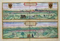 Town Plan of Vienna and Buda from Civitates Orbis Terrarum - (after) Hoefnagel, Joris