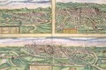 Map of Montpellier Tours and Poitiers from Civitates Orbis Terrarum - (after) Hoefnagel, Joris