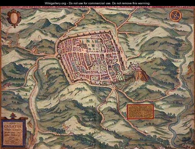 Map of Caiazzo from Civitates Orbis Terrarum - (after) Hoefnagel, Joris