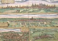 Map of Nuremberg Ulm and Saltzburg from Civitates Orbis Terrarum - (after) Hoefnagel, Joris