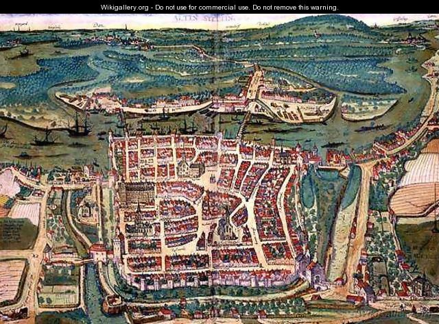 Map of Altenstadt from Civitates Orbis Terrarum - (after) Hoefnagel, Joris