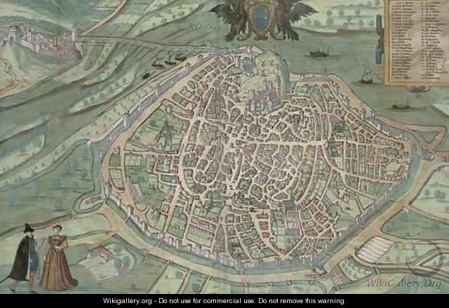 Map of Avignon from Civitates Orbis Terrarum - (after) Hoefnagel, Joris