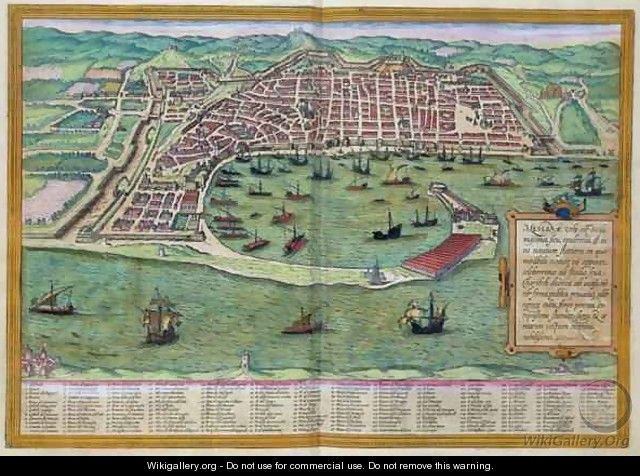 Map of Messina from Civitates Orbis Terrarum - (after) Hoefnagel, Joris