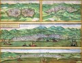 Map of Parma Siena Palermo and Drepanum from Civitates Orbis Terrarum - (after) Hoefnagel, Joris