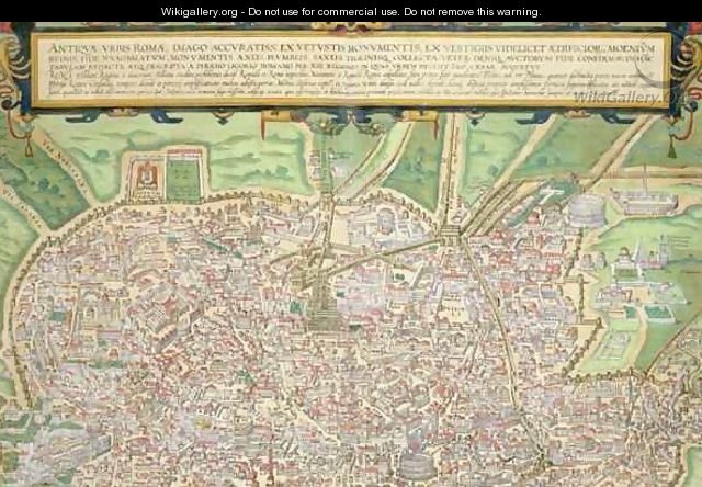 Map of Rome from Civitates Orbis Terrarum 4 - (after) Hoefnagel, Joris
