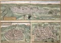Town Plans of Rouen Nimes and Bordeaux from Civitates Orbis Terrarum - (after) Hoefnagel, Joris