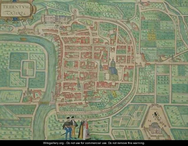 Map of Trento from Civitates Orbis Terrarum - (after) Hoefnagel, Joris