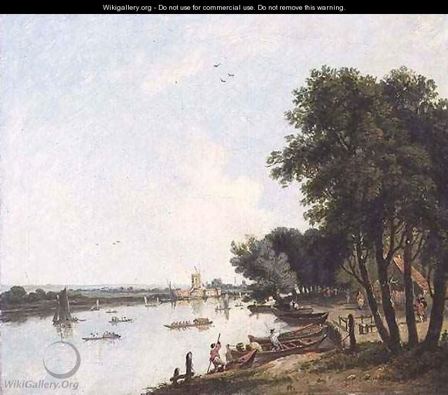 A View of the Thames at Chelsea with the Post Mill at Nine Elms beyond - William Hodges