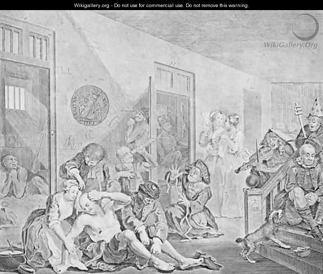 Scene in a Madhouse from A Rakes Progress - William Hogarth