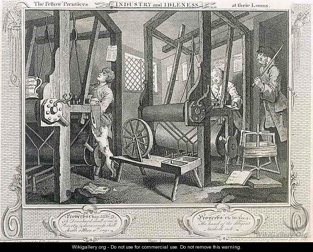 The Fellow Prentices at their Looms plate I of Industry and Idleness - William Hogarth