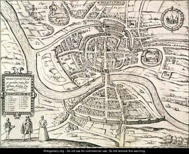 Map of Bristol from Civitates Orbis Terrarum - (after) Hoefnagel, Joris
