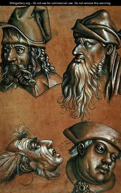 Studies of Four Heads for a Passion Series - Sigmund Holbein